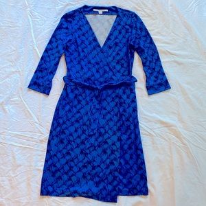 Diane Von Furstenberg Julian silk royal blue wrap dress, size 4